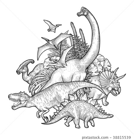 Group of graphic dinosaurs Group of graphic dinosaurs 38815539