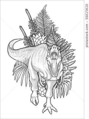 Graphic dinosaur and plants 38815610