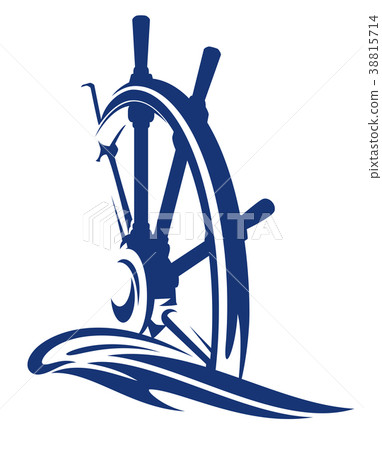 ship streering wheel and sea wave vector design 38815714
