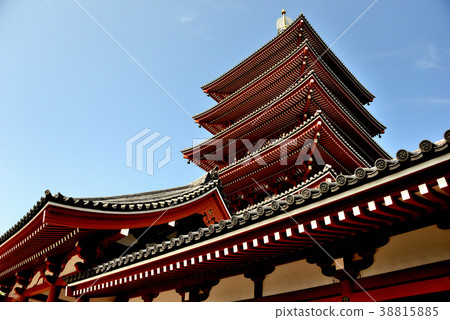 Sensoji寺廟地面的五層塔 38815885