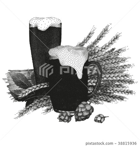 Beer design in stippling technique Beer design in stippling technique 38815936