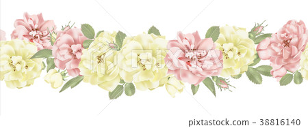 Realistic vector pink rose. 3d seamless roses 38816140