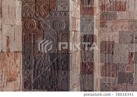 Artwork on the Pillars in Teotihuacan, Mexico 38816341