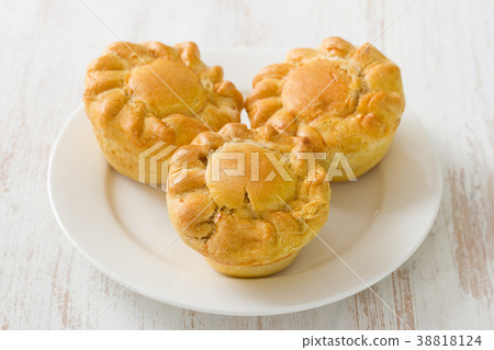 pie with chicken on white plate pie with chicken on white plate 38818124