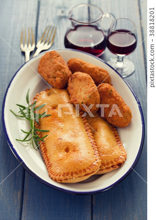 typical portuguese appetizers on white dish 38818201