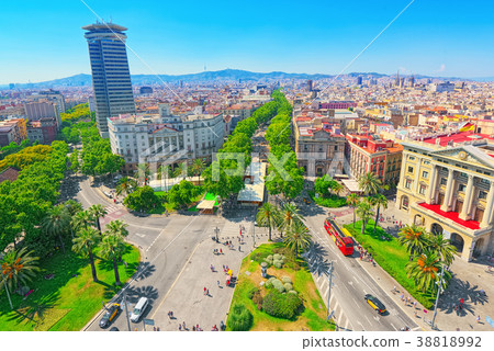 Panorama on Barcelona from Columbus monument. Panorama on Barcelona from Columbus monument. 38818992