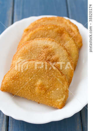portuguese meat cookies on white dish 38820174