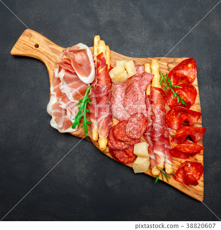 Cold smoked meat plate with pork chops, prosciutto 38820607
