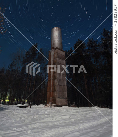 Night landscape and starry sky, star trails, Night landscape and starry sky, star trails, 38822917