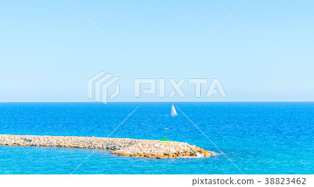sailing boat flowing on the sea sailing boat flowing on the sea 38823462