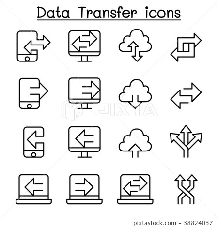 Computer Data Transfer icon set in thin line style Computer Data Transfer icon set in thin line style 38824037