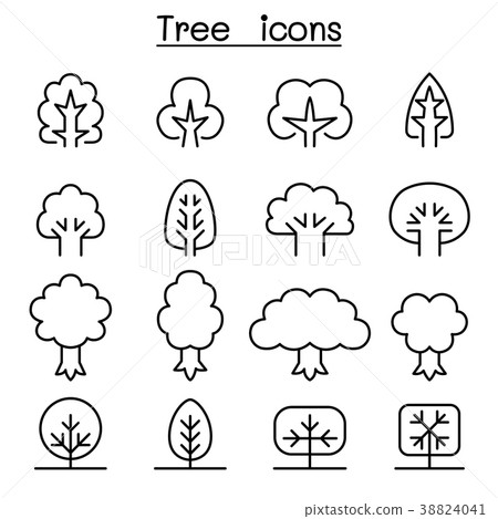 Tree icon set in thin line style - Stock Illustration [38824041] - PIXTA