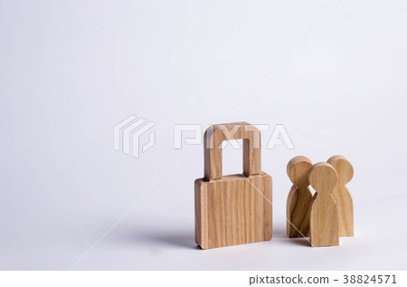 people stand near a padlock and keep secrets people stand near a padlock and keep secrets 38824571