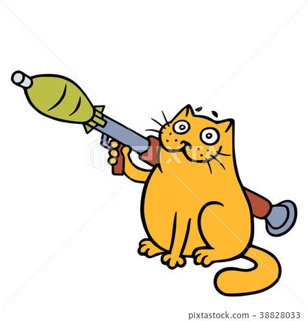 War Cat With Grenade Launcher Vector Illustration Stock Illustration 38828033 Pixta