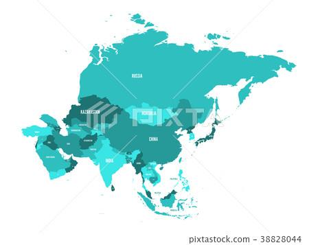Political map of Asia continent in shades of 38828044