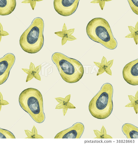 Avocado seamless pattern. Watercolor background Avocado seamless pattern. Watercolor background 38828663