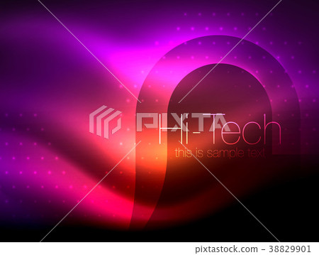 Glittering neon glowin wave, techno modern art 38829901