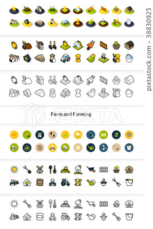 Set of icons in different style - isometric flat 38830925