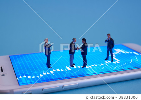 Stock graph and miniature doll 38831306