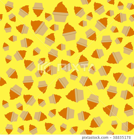 Yellow orange cream cupcake seamless pattern 38835178