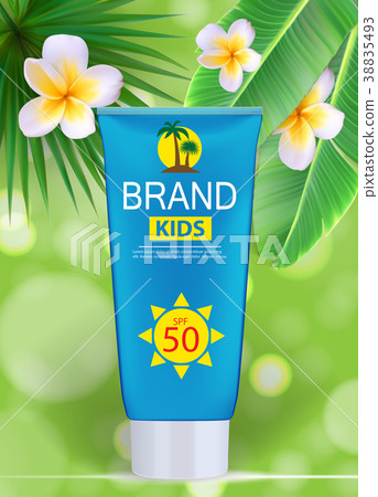 Sun Care Cream Bottle, Tube Template for Ads or Sun Care Cream Bottle, Tube Template for Ads or 38835493