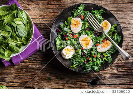 Spinach Salad. Fresh spinach salad with eggs. 38836000