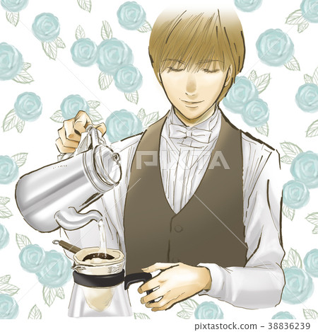 Coffee master barista handsome coffee staff male 38836239