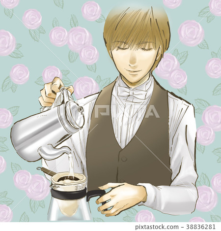 Coffee master barista handsome coffee staff male 38836281