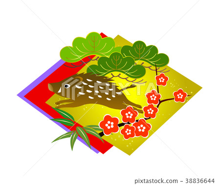 New Year's card material Shikishi Shochiku plum New Year's card material Shikishi Shochiku plum 38836644