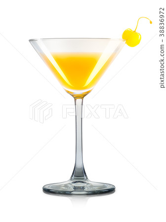 Mimosa cocktail in martini glass isolated on white 38836972