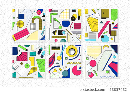 Colorful trend geometric pattern set Colorful trend geometric pattern set 38837482