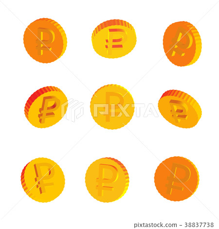 Golden Coins with Rouble Symbols Golden Coins with Rouble Symbols 38837738
