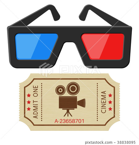 Cinema ticket and 3d glasses 38838095