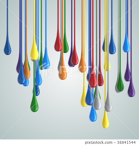 3D color glossy paint drop blobs 38841544