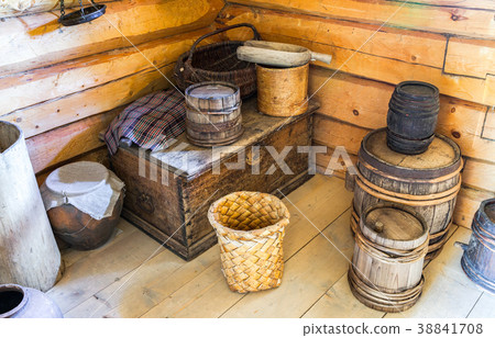 Vintage wooden house utensils in the corner Vintage wooden house utensils in the corner 38841708