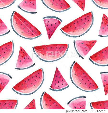 Seamless pattern with watermelon slices - Stock Illustration [38842244 ...