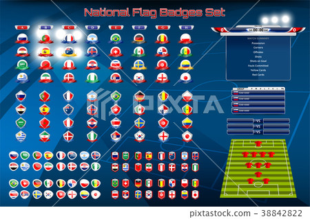 Scoreboard and badges of national flag Scoreboard and badges of national flag 38842822