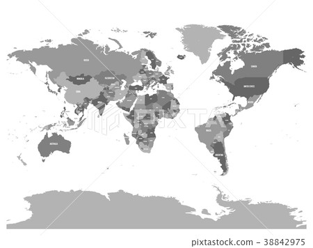 Horizontally flipped political map of World 38842975