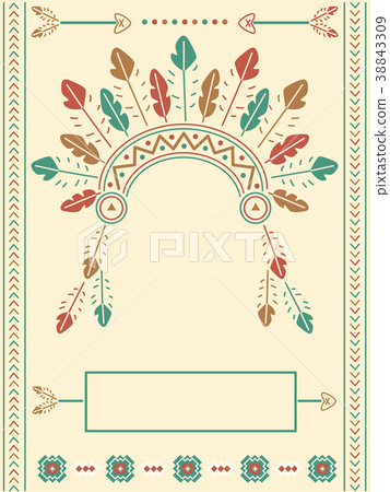 Native American Headdress Invitation Illustration 38843309