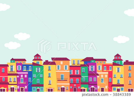 Colorful Building Houses Background Illustration Colorful Building Houses Background Illustration 38843389