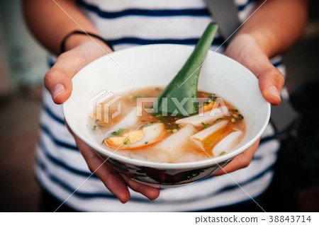 Thai roll noodle soy sauce soup morning market Thai roll noodle soy sauce soup morning market 38843714