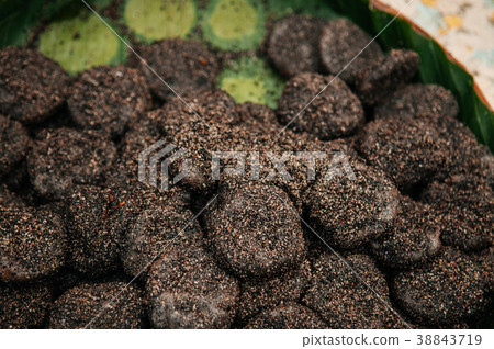 Thai mochi dessert stuffed coconut black sesame 38843719