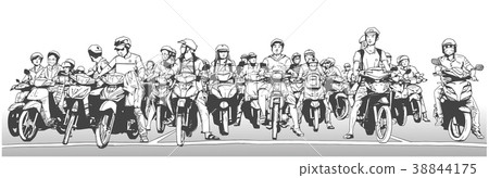 Illustration of vietnam traffic with motorbikes Illustration of vietnam traffic with motorbikes 38844175