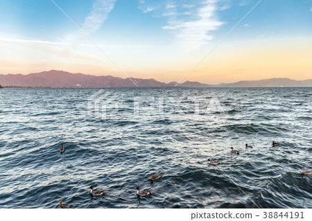 Evening view of Lake Inawashiro 38844191