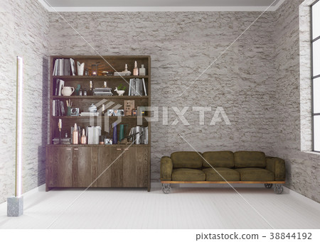 loft living room interior with white old brick w loft living room interior with white old brick w 38844192