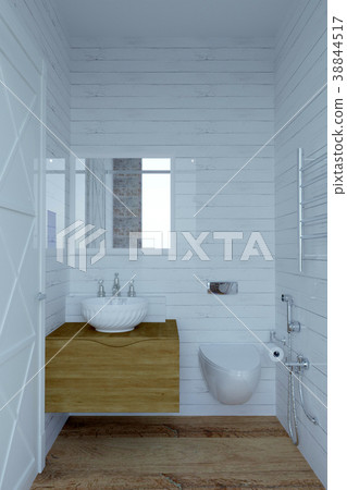 3d rendering of white bathroom interior 38844517