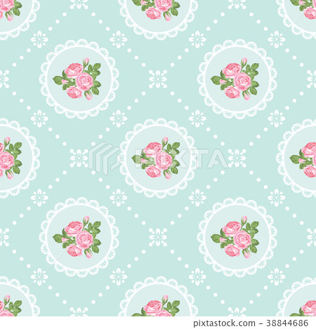 Shabby chic rose seamless pattern background - Stock Illustration ...