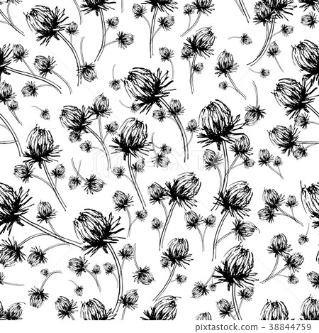 Floral seamless pattern, sketch for your design Floral seamless pattern, sketch for your design 38844759