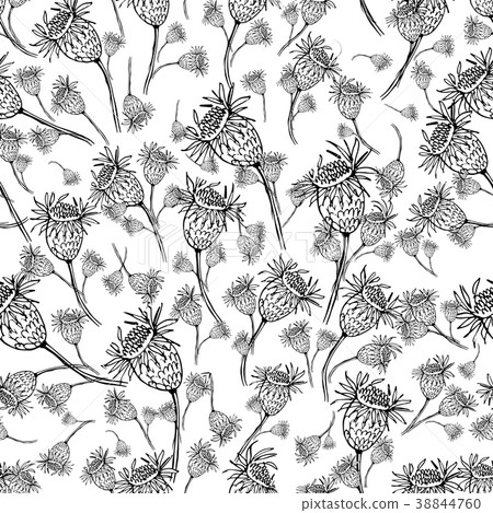 Floral seamless pattern, sketch for your design Floral seamless pattern, sketch for your design 38844760