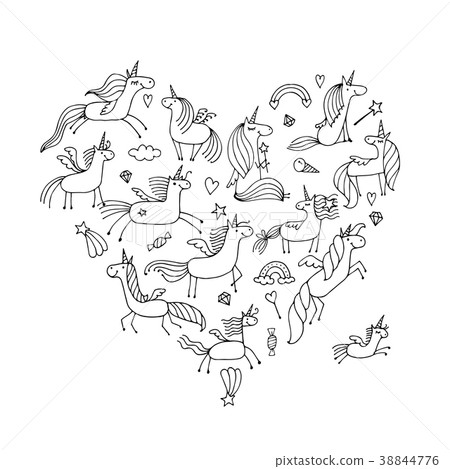 Magic unicorns collection, heart shape for your Magic unicorns collection, heart shape for your 38844776